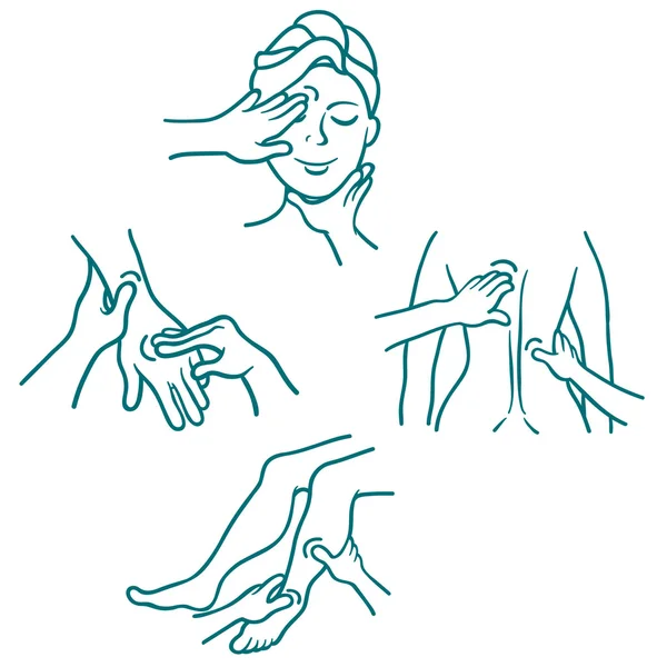Massage comme un ensemble de ligne de procédure médicale Illustrations De Stock Libres De Droits