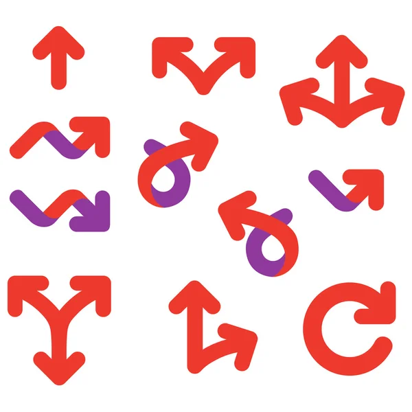 Oklar ve işaretlerin hareket yönünü Icon set — Stok Vektör