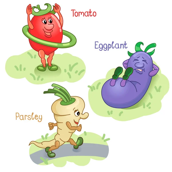 Légumes pratiquent le sport partie 1 — Image vectorielle