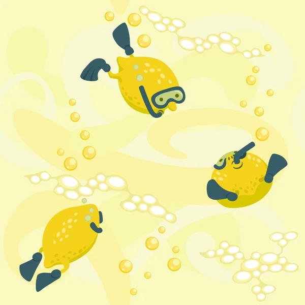 Citron dykare i juice seamless mönster — Stock vektor