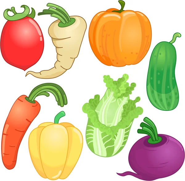 Vegetables whole cartoon — Stock Vector