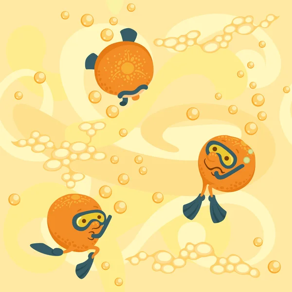 Orange dykare i juice seamless mönster — Stock vektor