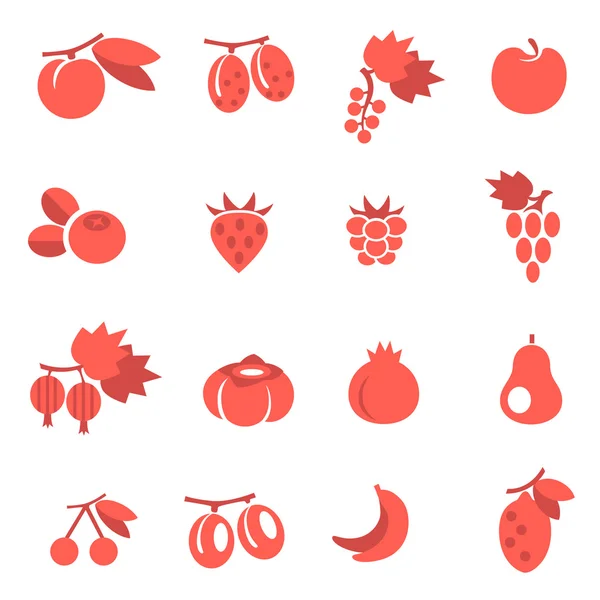 Frutas ícones planos — Vetor de Stock