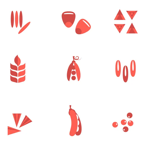 Cereales e iconos planos de semillas — Vector de stock