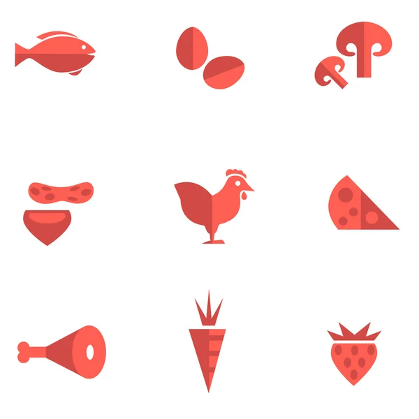 Categoría de alimentos iconos planos — Vector de stock