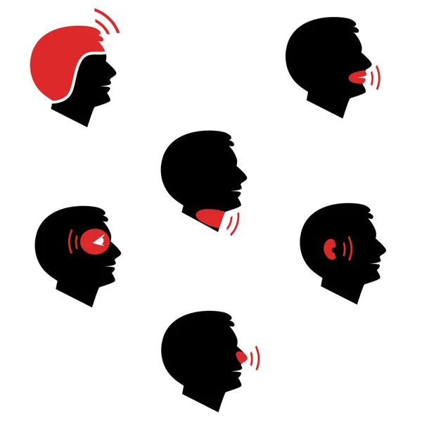 Head and facial pain as flat icons — Stock Vector