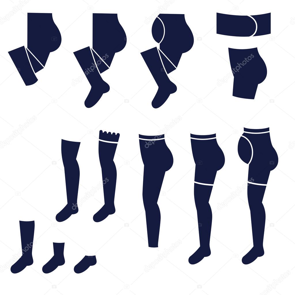 Different types of women's socks, tights and stockings