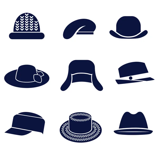 Különböző típusú női kalapok — Stock Vector