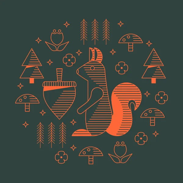 Ormanda yaşayan bir sincap. Kartpostal Görüntü.