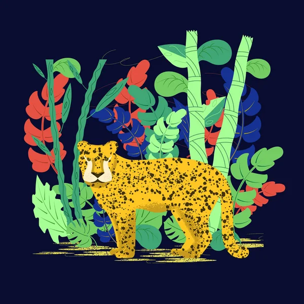 Leopard in the rainforest. Illustration. — Stock Vector