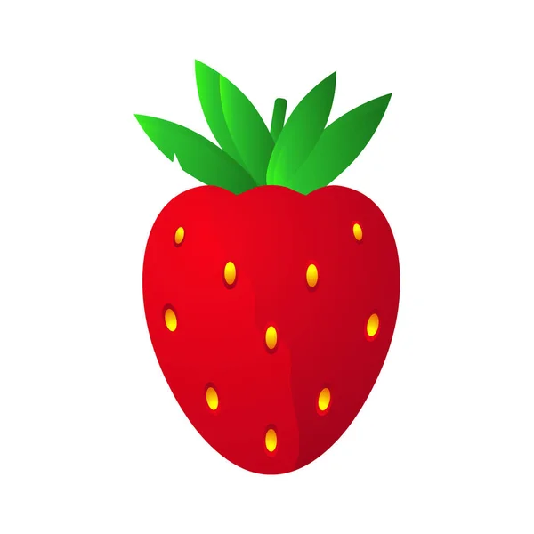 Juicy Ripe Strawberry Green Leaves Isolated White Background Realistic Vector — 스톡 벡터