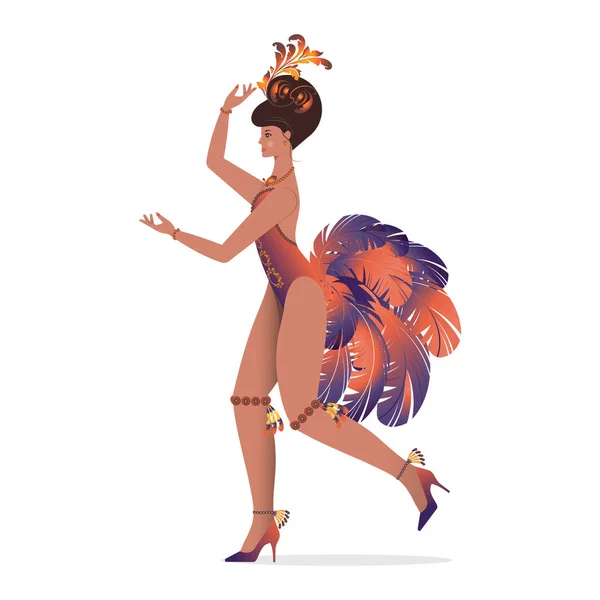 Бразильская Танцовщица Самбы Танцует Карнавале Современные Бальные Этнические Танцы Танцовщица — стоковый вектор