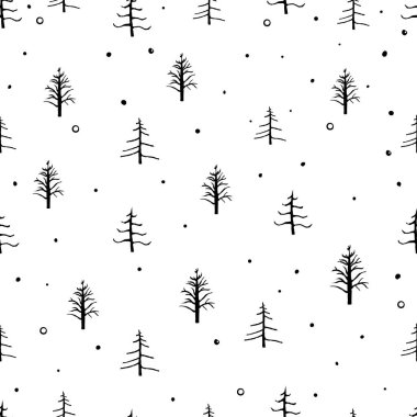 Christmas trees pattern with snowflakes