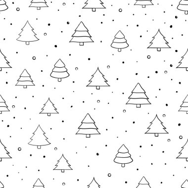 Christmas trees pattern with snowflakes