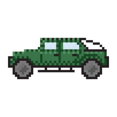 Illustration of green suv car in pixel art style Vector illustration