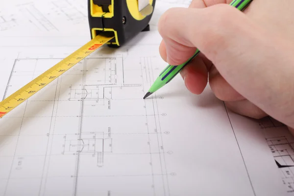 Design of construction plans — Stock Photo, Image