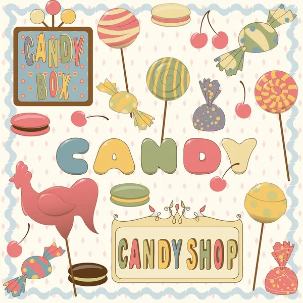 Leuchtende Sammlung von Süßigkeiten — Stockvektor