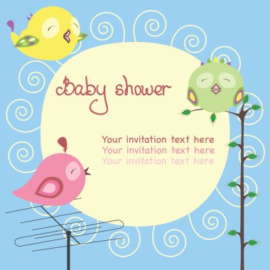 Bebek duş kartpostal ile renkli bir kuş