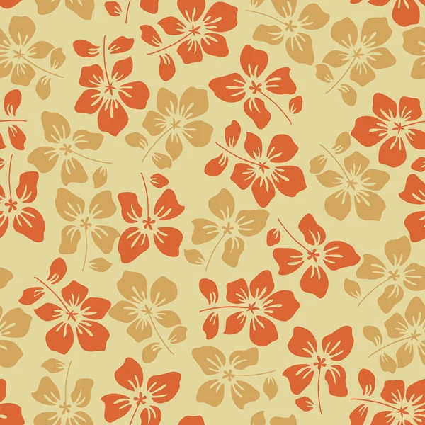 Patrón amarillo floral y beige — Vector de stock