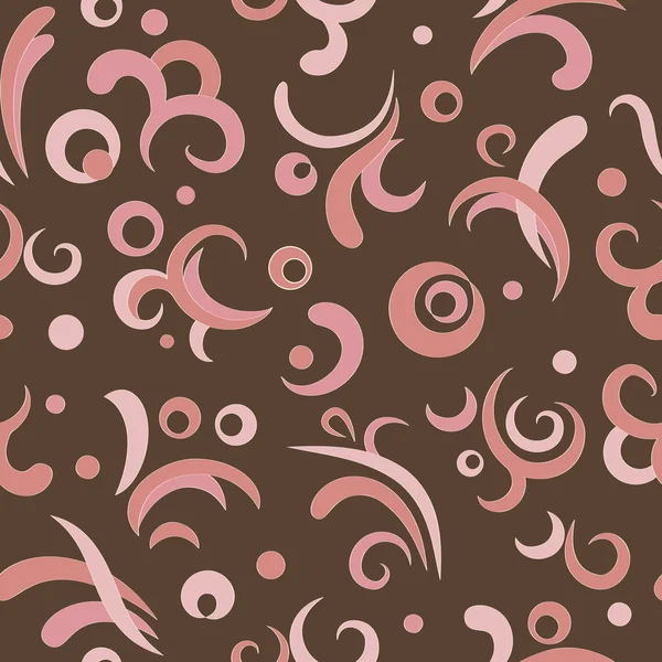 Bright swirls seamless pattern in pink and brown colors — Stock Vector