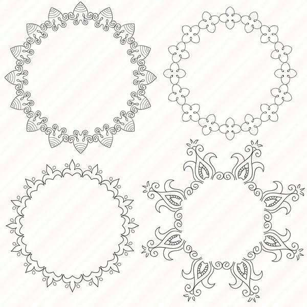 Artistic frame collection with simple flowers — Stock Vector