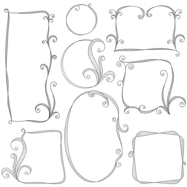 Collection of decorative hand drawn frames — Stock Vector