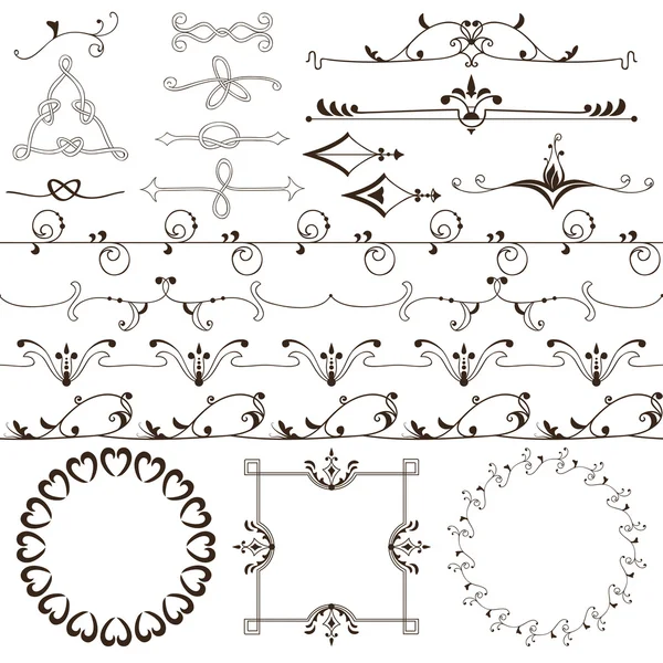 Samling av blommig och gotiska ramar, gränser och element — Stock vektor