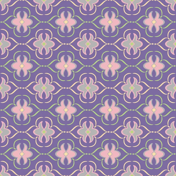 Florales geometrisches Muster auf fliederfarbenem Hintergrund — Stockvektor