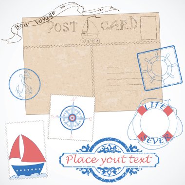 kartpostal simgeler ve pul seyahat ile