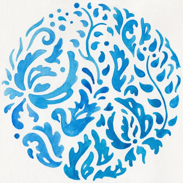 Latar belakang warna air floral biru — Stok Foto