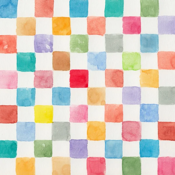 Watercolor hand painted colorful squares — Stock Photo, Image