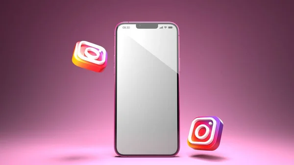 Media Społecznościowe Makiecie Telefonu Komórkowego Ikonami — Zdjęcie stockowe