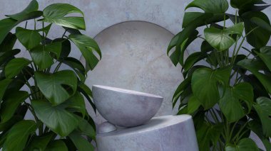 Kozmetik ürün ve paketleme için podyum görüntüleme sahnesi, 3d oluşturma.