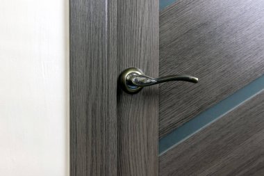 Krom kapı kollu modern kapı, yeni temiz retro tasarım.