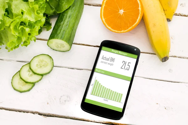 Controle van uw gewichtsverlies met mobiele toepassing. — Stockfoto