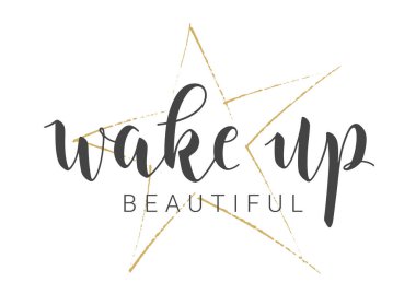 Vektör Stok Çizimi. El yazısıyla yazılmış Uyanma Mektubu Güzelliği. Kart, Etiket, Kartpostal, Poster, Etiket, Yazdırma veya Web Ürünleri Şablonu. Beyaz Arkaplanda İzole Nesneler.