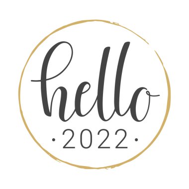 Vektör İllüstrasyonu. Merhaba Yeni Yıl Mektubu 2022. Tebrik kartı ya da davetiye şablonu. Beyaz Arkaplanda İzole Nesneler.