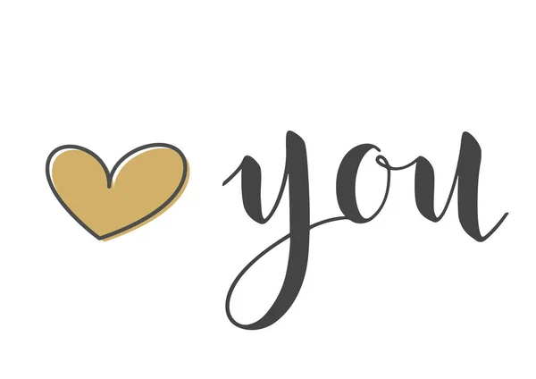 Vector Illustration Handwritten Lettering Love You Template Banner Greeting Card — Archivo Imágenes Vectoriales