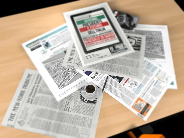 Newspaper and a cup of coffee — Stock Photo, Image