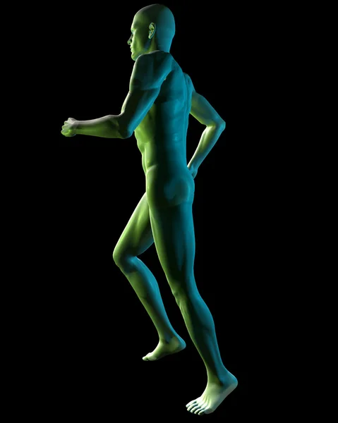 Naked man running seen from the side — Stock Photo, Image