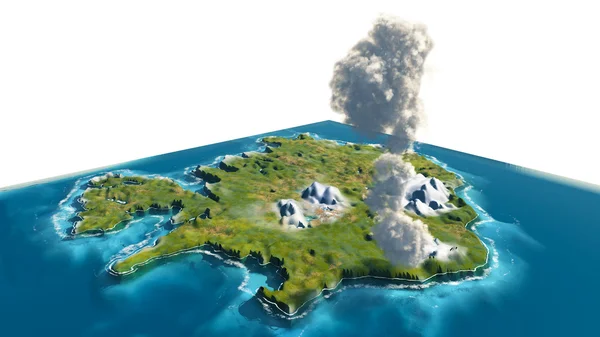 Vulkanutbrott Island 3d — Stockfoto