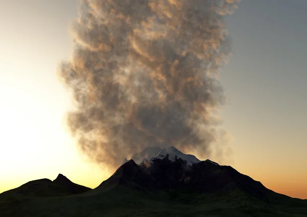 Um vulcão em erupção — Fotografia de Stock