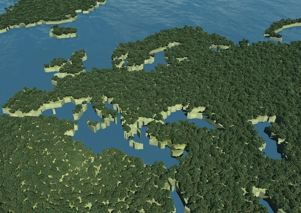 Europäische Landkarte mit Bäumen bedeckt — Stockfoto