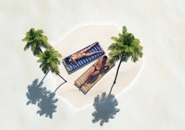 Остров с пальмами и — стоковое фото