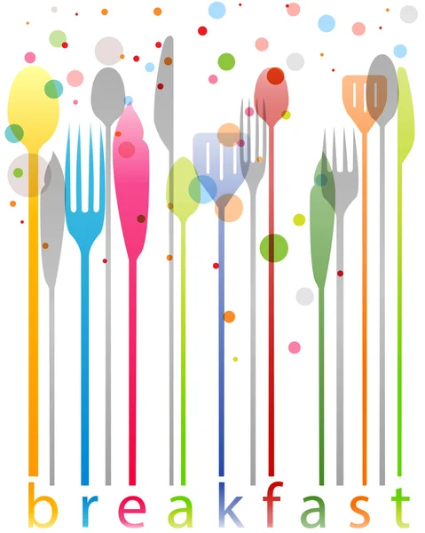 Colorful cutlery, breakfast card — Stockový vektor
