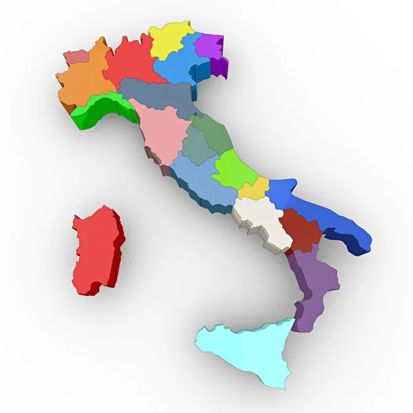 Trojrozměrná mapa Itálie — Stock fotografie