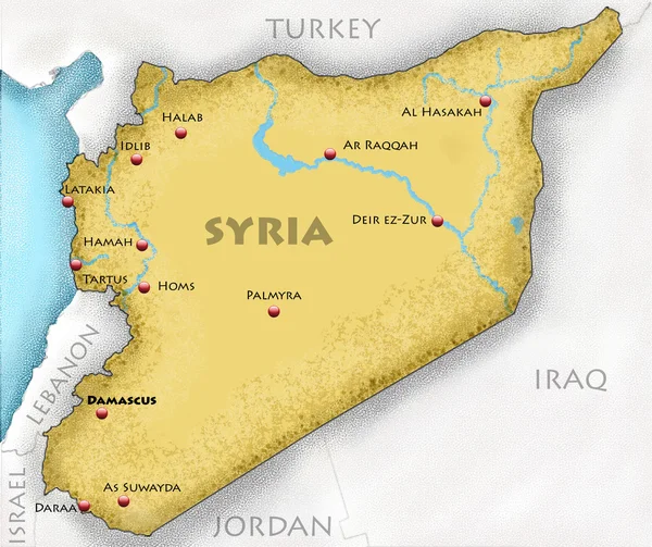 叙利亚的地图 — 图库照片