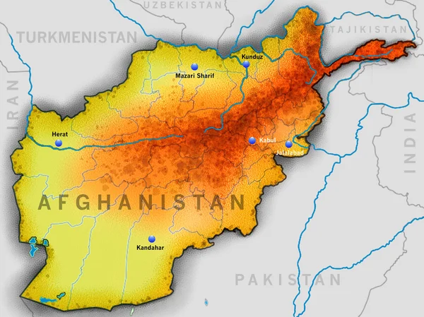 아프가니스탄 지도 — 스톡 사진