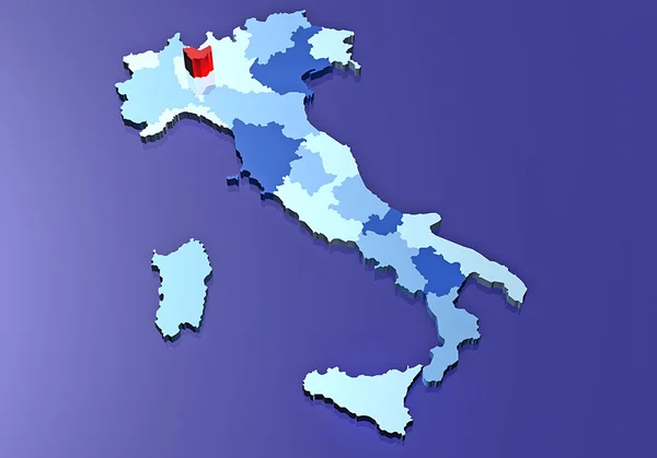 3D Map of Italy, Milan — Stock Photo, Image