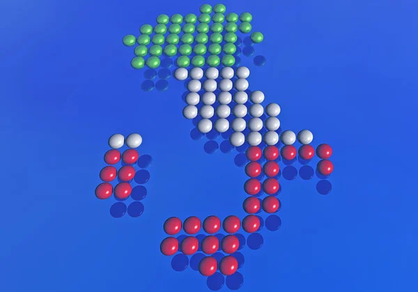 Ilustração de uma bandeira italiana feita de pontos — Fotografia de Stock